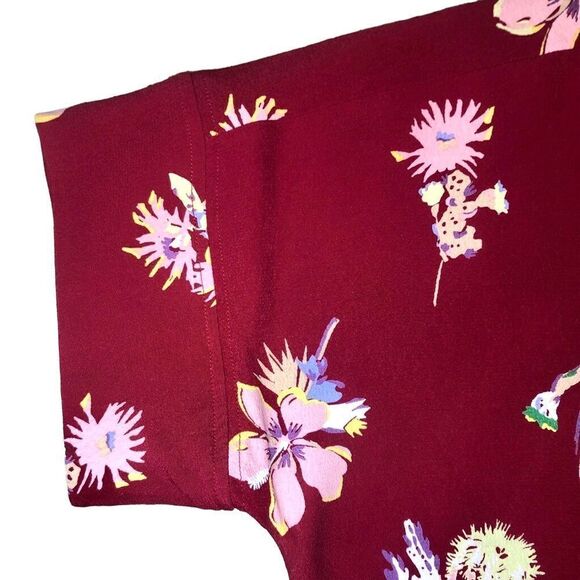 Madewell Novel Mini Dress in Bird of Paradise in Burgundy/Pink/Gold Women’s M - Picture 4 of 9